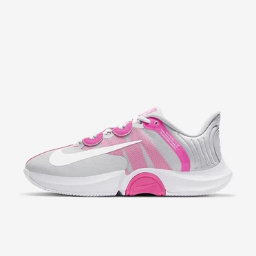Nike NikeCourt Air Zoom Tenis Ayakkabısı Kadın Gri Pembe Beyaz | TR4256826