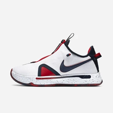 Nike PG 4 Basketbol Ayakkabısı Erkek Beyaz Kırmızı Obsidian | TR4259063