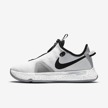 Nike PG 4 Basketbol Ayakkabısı Kadın Beyaz Gri Siyah | TR4256518