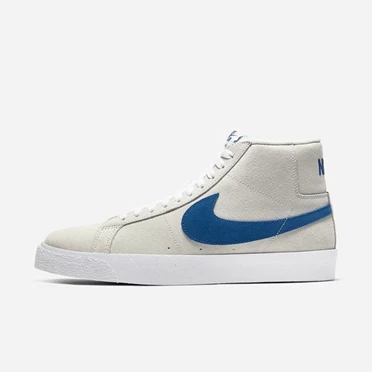 Nike SB Zoom Blazer Mid Cut Kaykay Ayakkabısı Erkek Beyaz Beyaz Kraliyet Mavisi | TR4258422