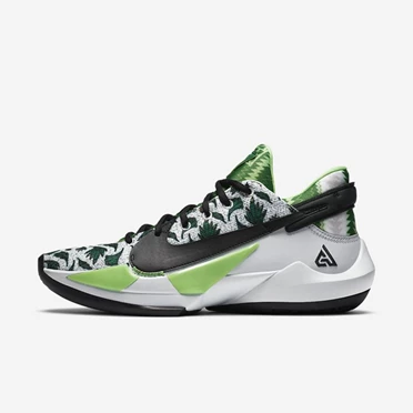 Nike Zoom Freak 2 Basketbol Ayakkabısı Kadın Platini Koyu Yeşil Yeşil Siyah | TR4257501